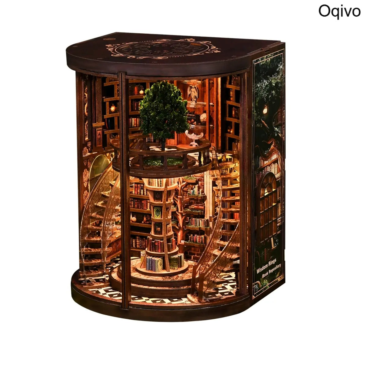 3D Wooden Book Nook DIY Kit, Miniature House Decor Gift