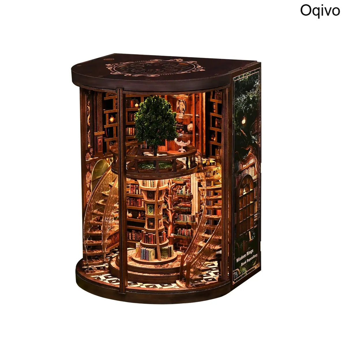 3D Wooden Book Nook DIY Kit, Miniature House Decor Gift